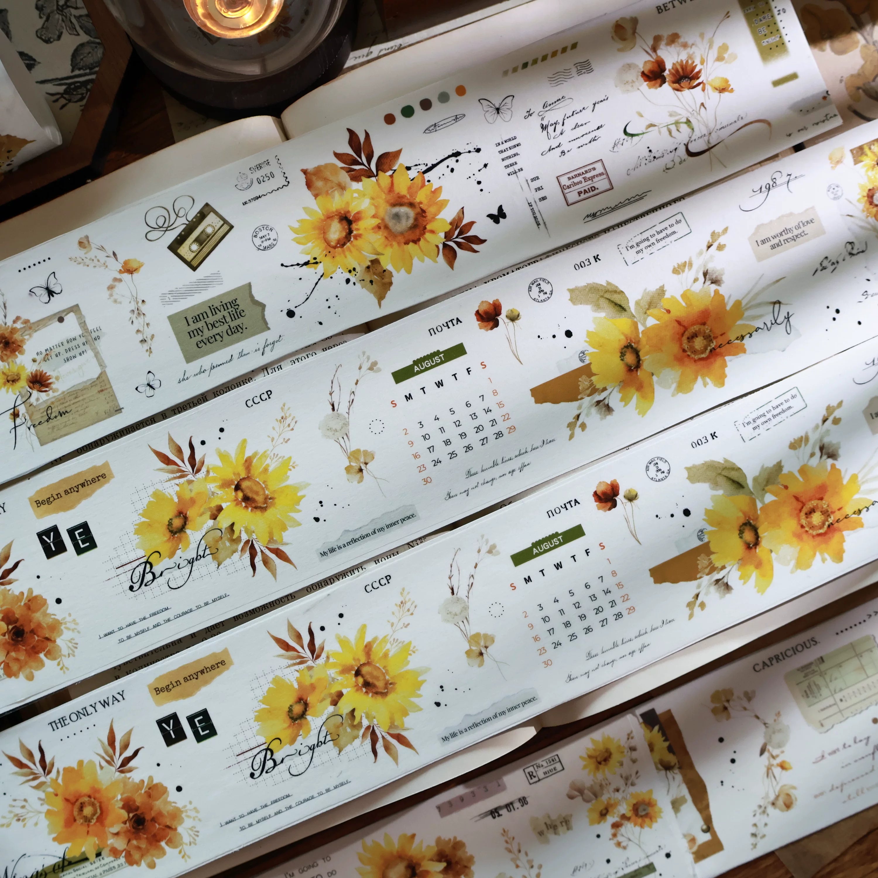 Floral Decorative Tape Rolls- Sunflower Sunshine