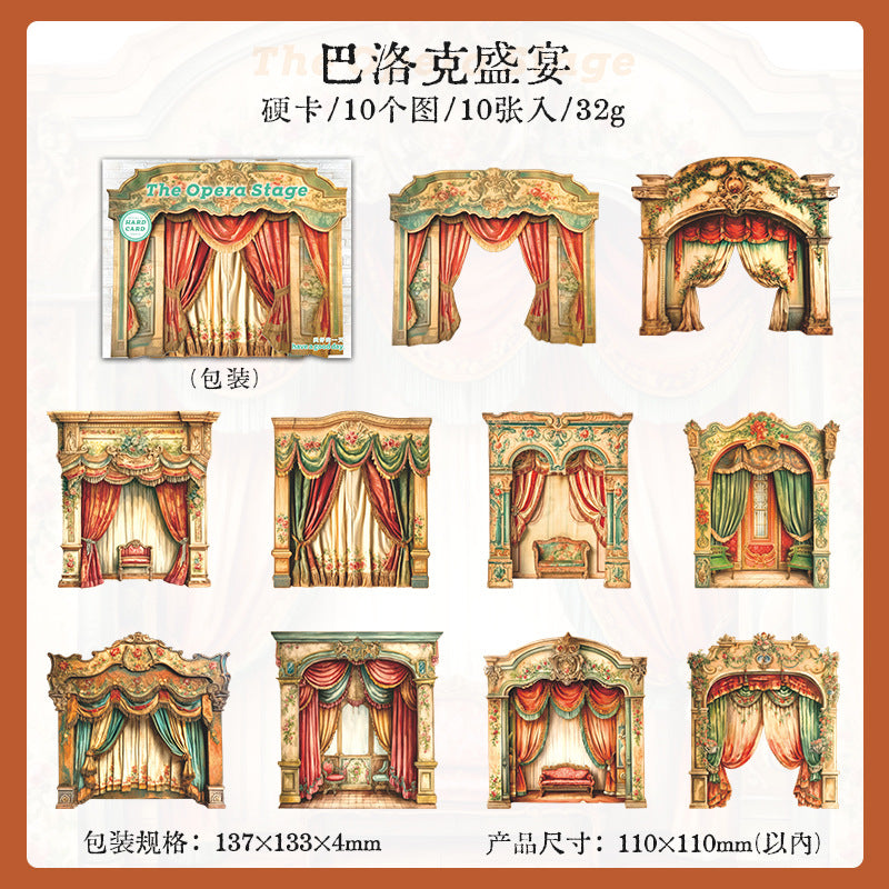 10 Pcs Opera Stage Theme Cardstock Paper GJWT