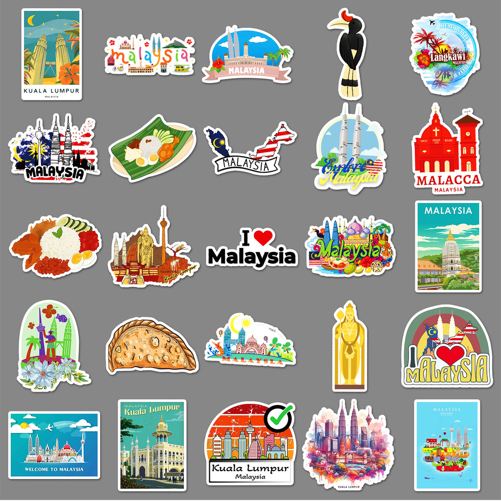 50Pcs Malaysia Travel Vinyl Stickers TRV15