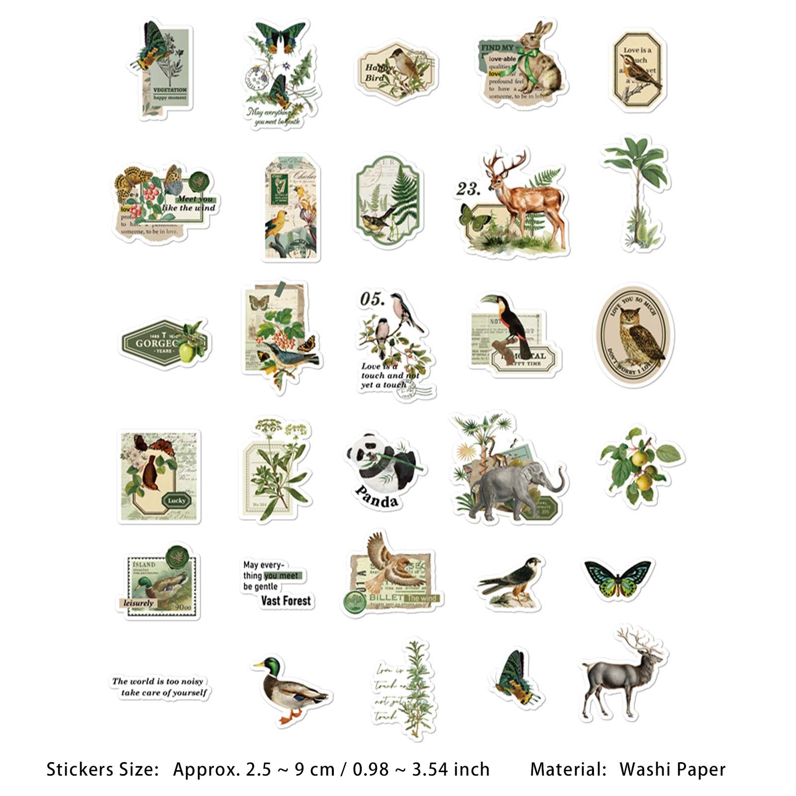 30 Pcs Vintage Journal Stickers SJLY