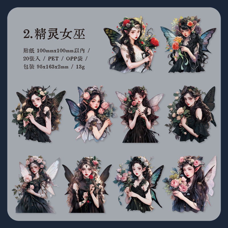 20 Pcs Elf Girl PET Stickers JLSN