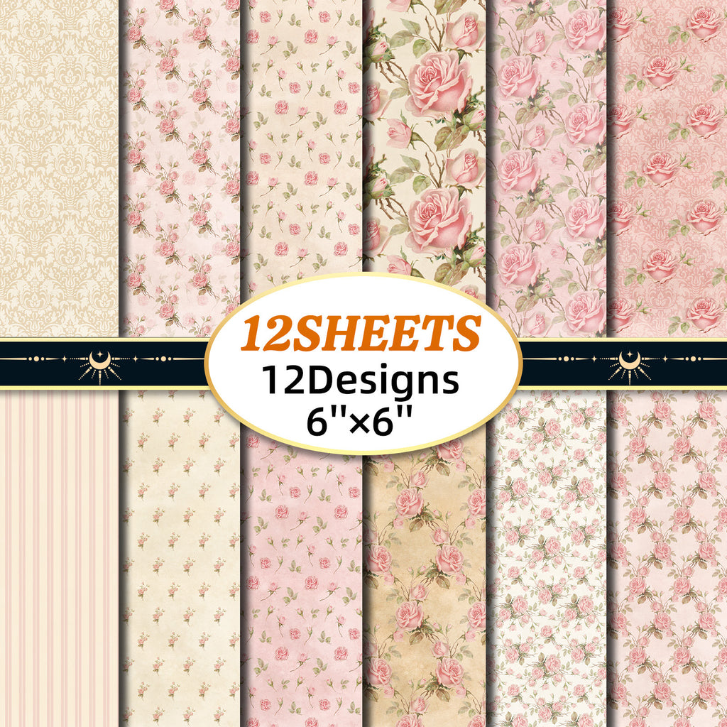 6 inch Pink Floral Scrapbook Paper Pad PA271