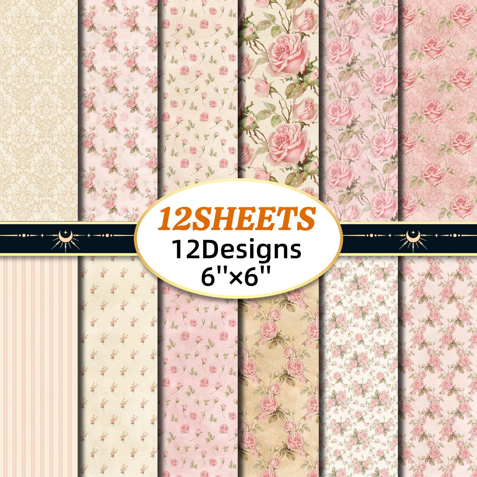 6 inch Pink Floral Scrapbook Paper Pad PA271