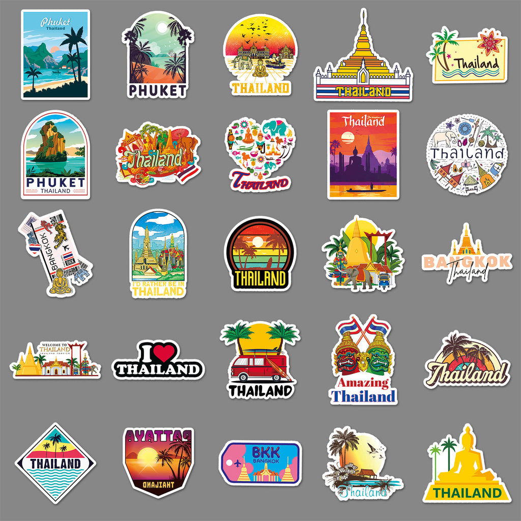 50Pcs Thailand Travel Vinyl Stickers TRV01