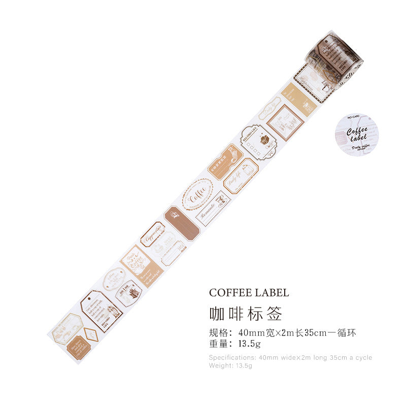 1 Roll Coffee Themed PET Tape MRYK