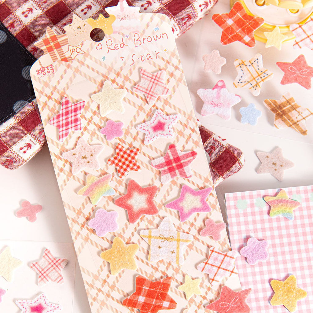 1 Sheet Fabric Star Stickers ZDXX