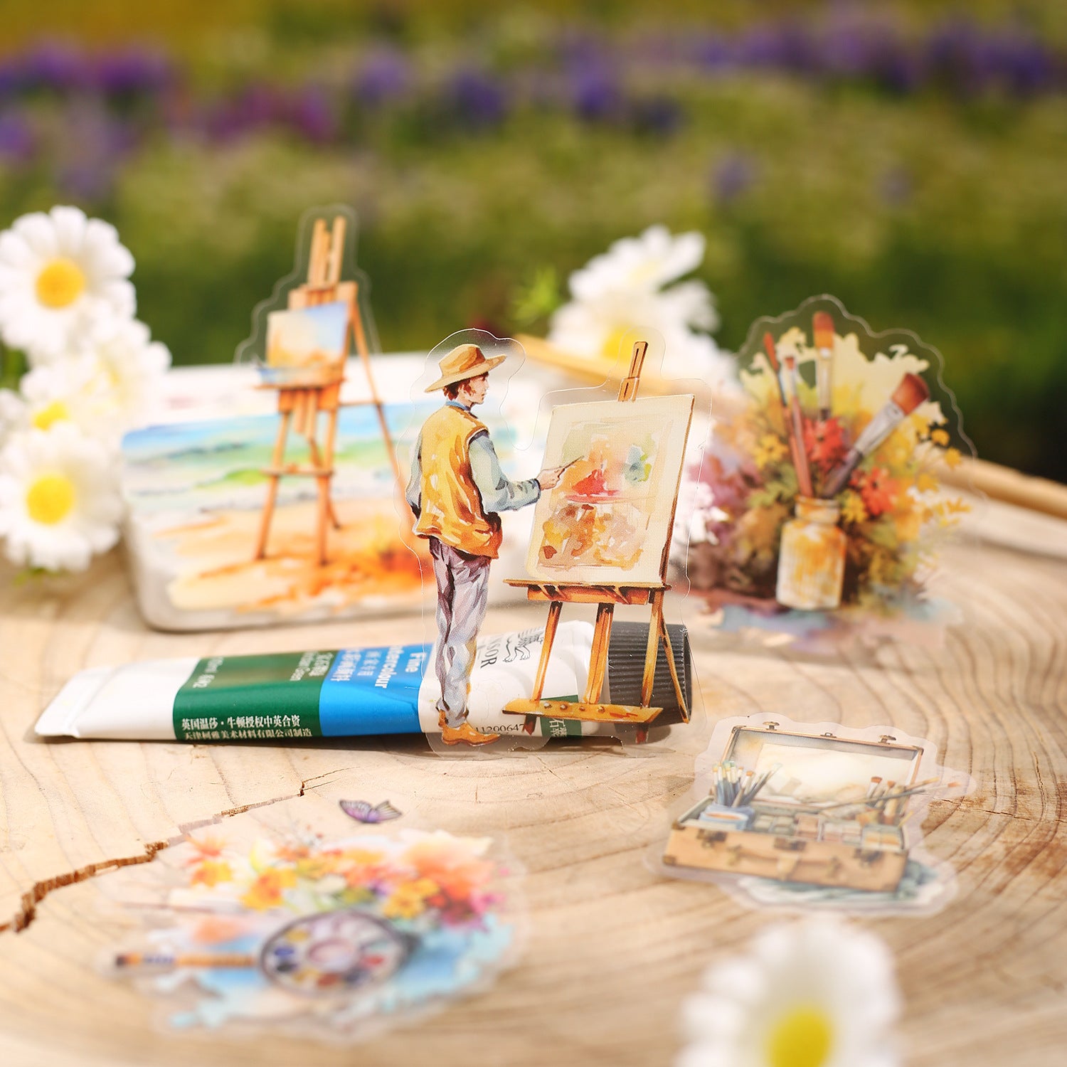 15 Pcs Painting Theme PET Stickers HYDFJ