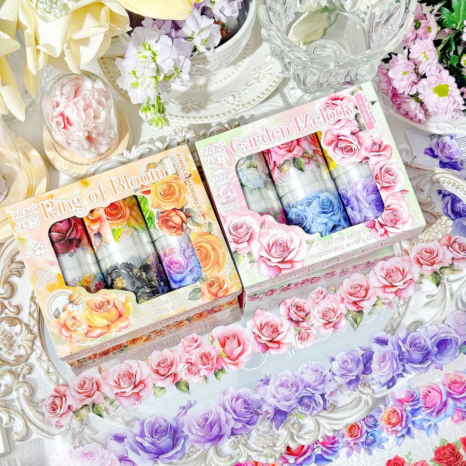 6 Rolls Rose PET Tapes Set HHWR
