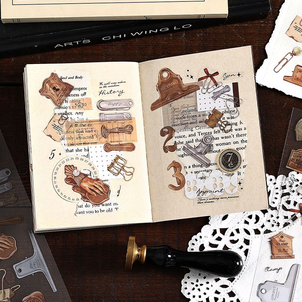 6 Pcs Vintage PET Stickers SJYD