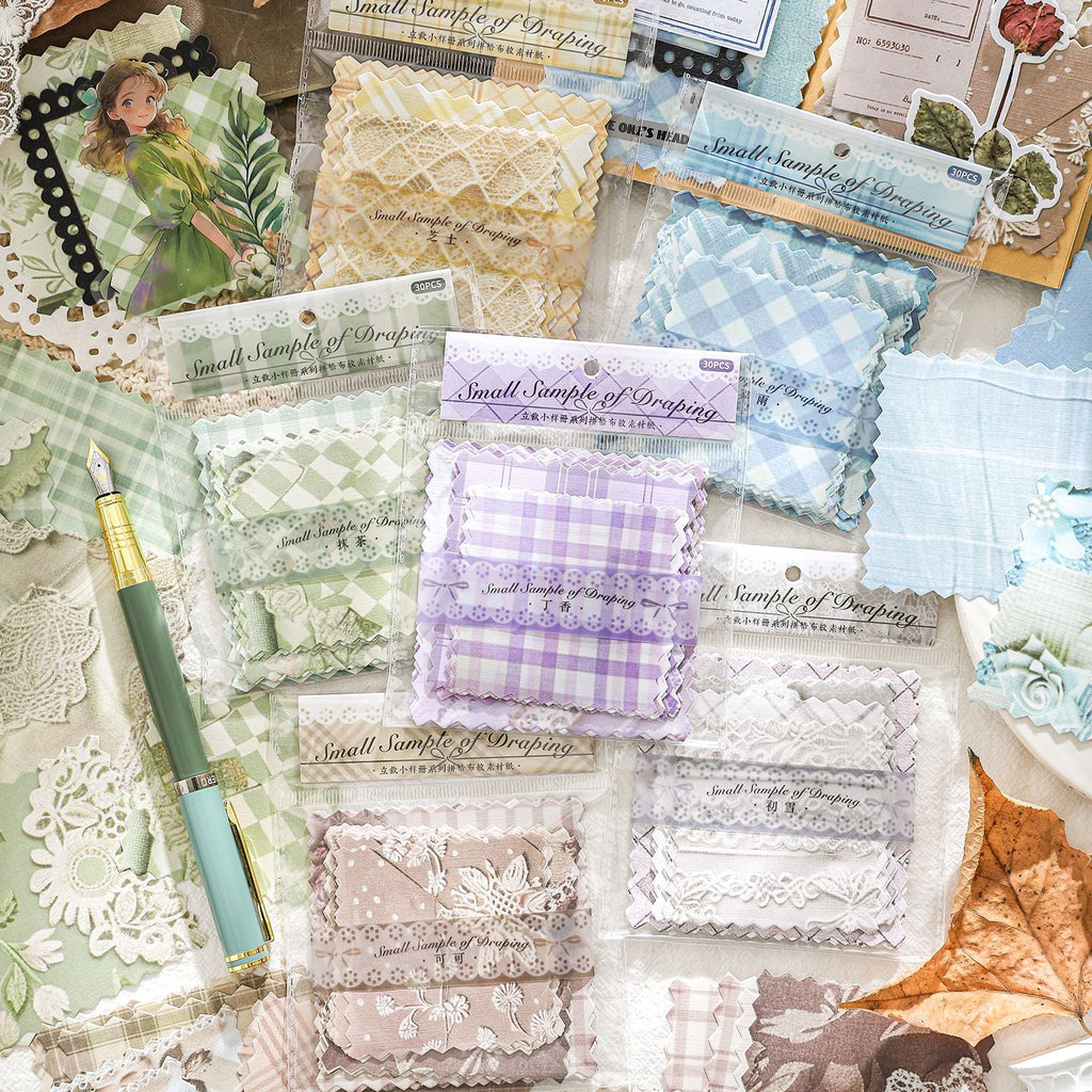 30 Pcs Fabric Texture Scrapbook Paper LCXYC