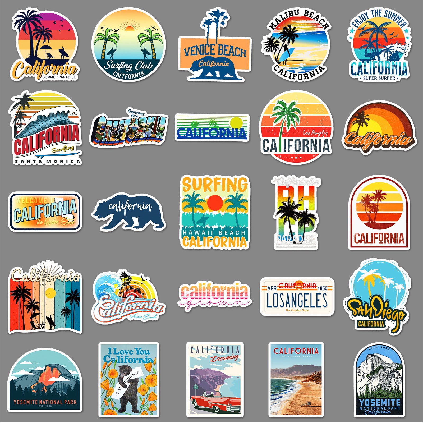50Pcs California Travel Vinyl Stickers TRV12