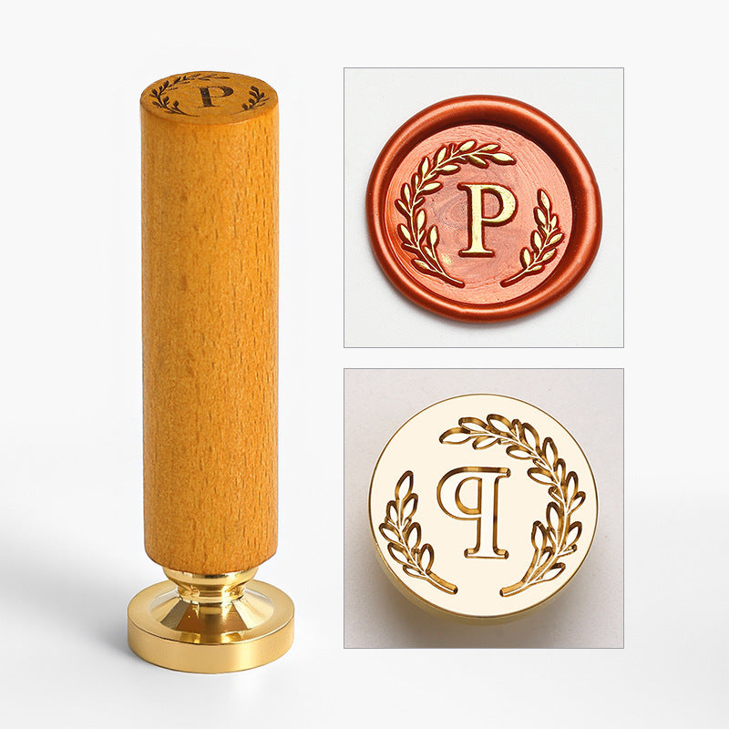 Vintage Alphabet: Wooden Handle Wax Seal Stamp Set