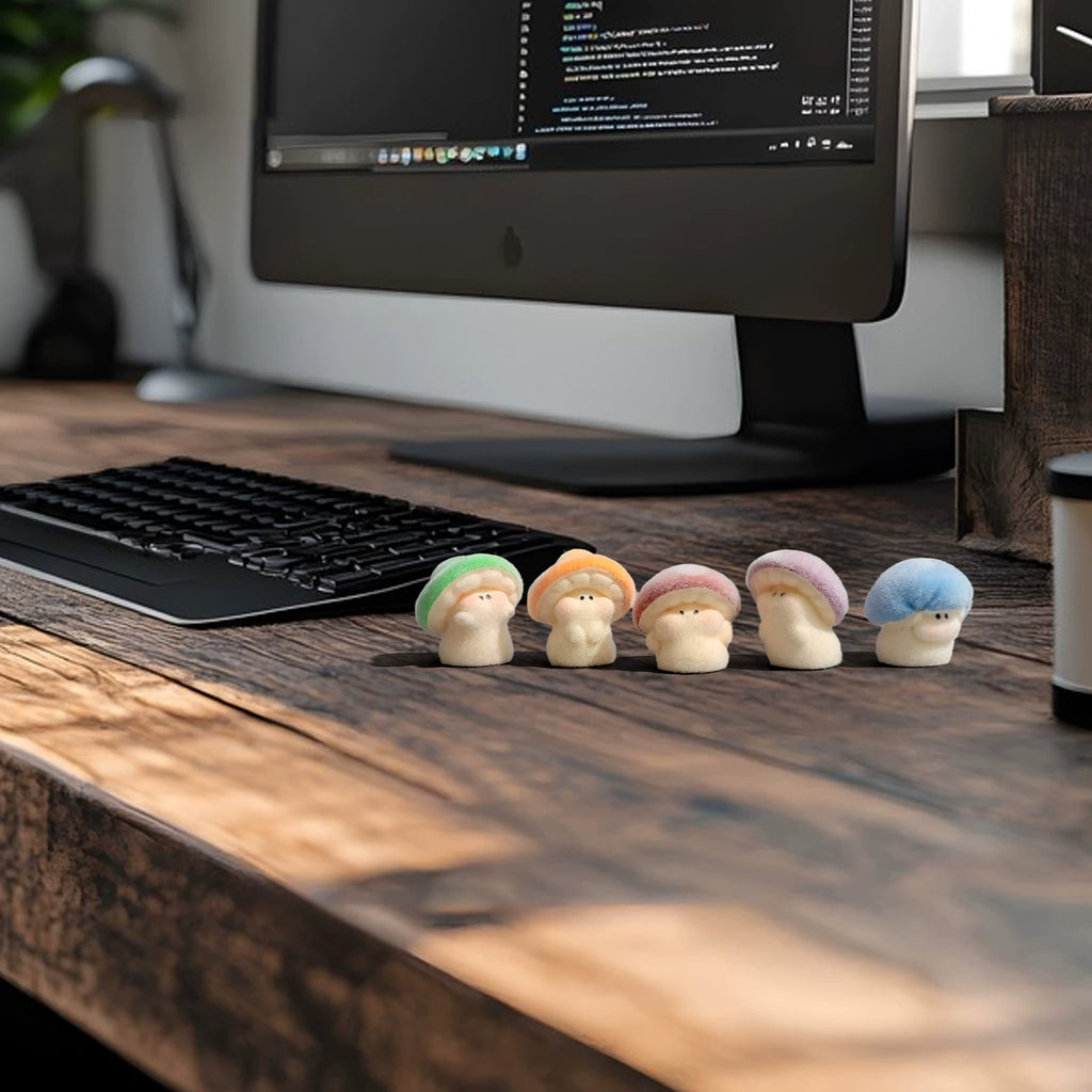 Fuzzy Mushroom Desk Buddies