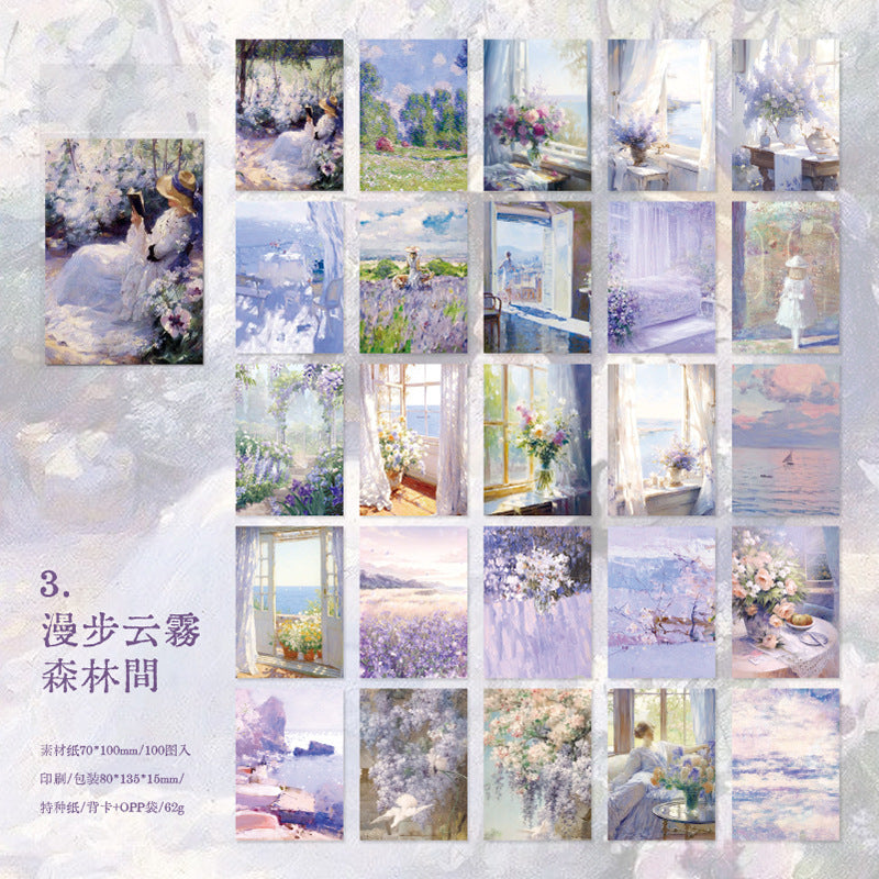 100 Pcs Oil Painting Scrapbook Paper YDRL