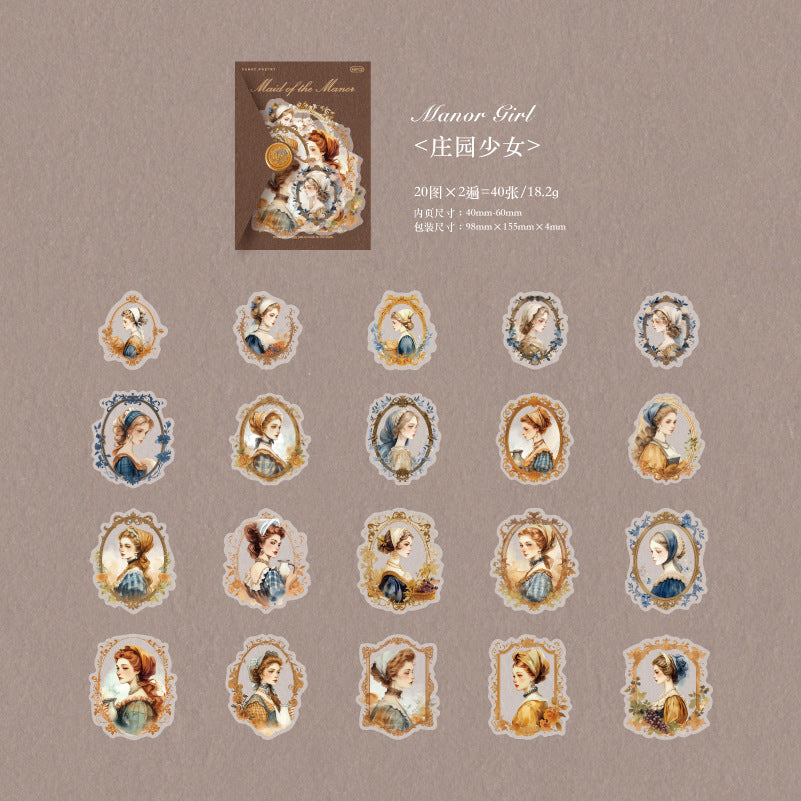 40 Pcs Vintage Lady PET Stickers FGXXH