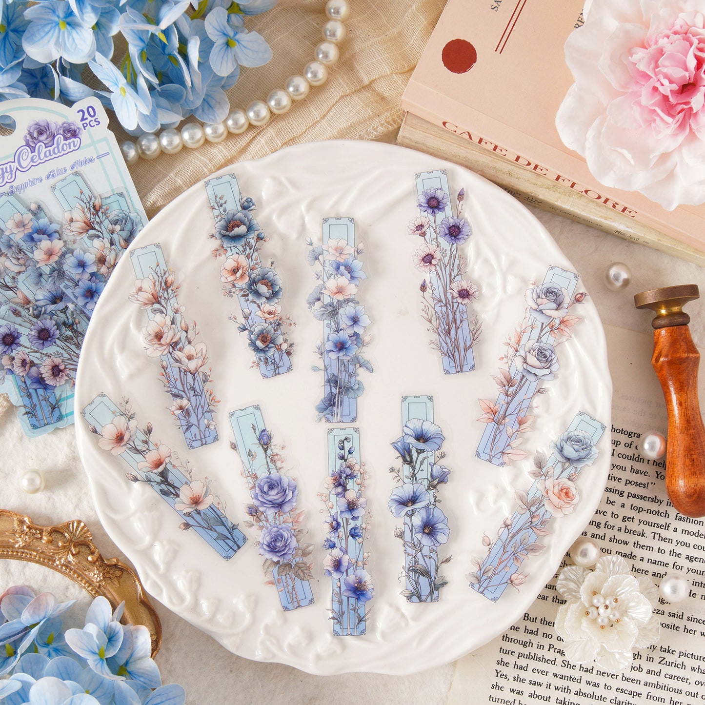 20 Pcs Floral PET Stickers CHJX