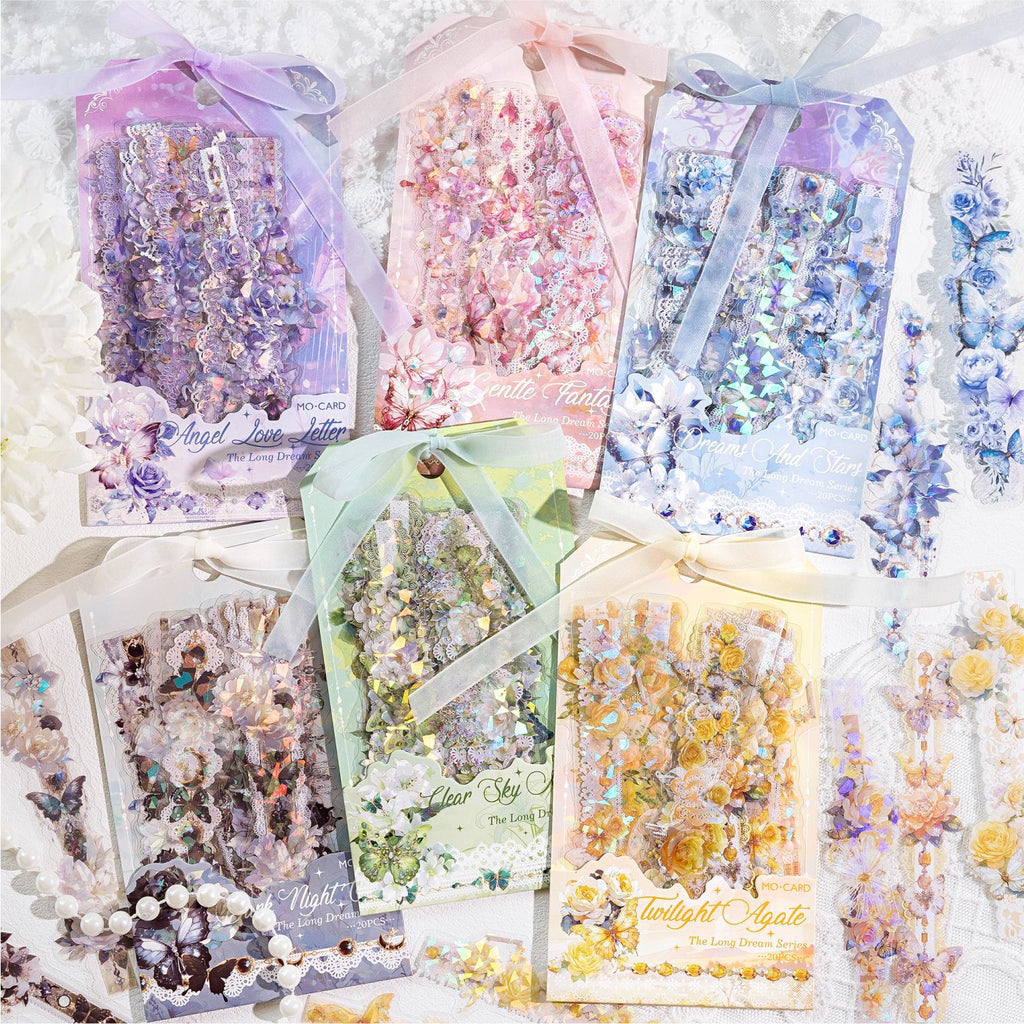 20 Pcs Shell Light Flower Butterfly Stickers YCMJ