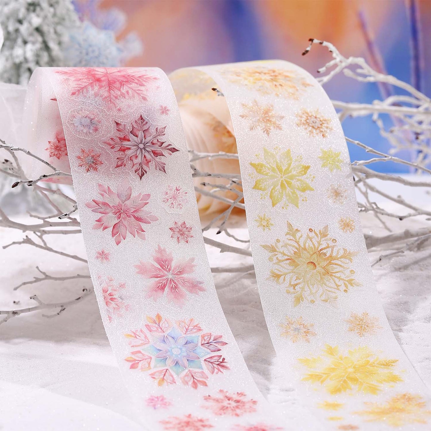 1 Roll Diecut Snow PET Stickers Tape XLWS