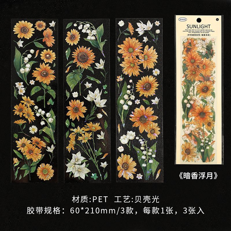 3 Pcs Flowers PET Stickers SYFH