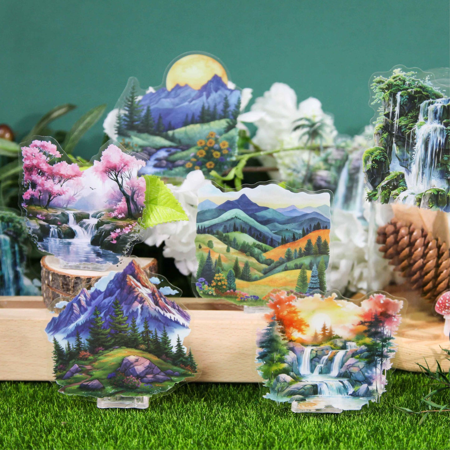 20 Pcs Fantasy Landscape PET Stickers SJXL