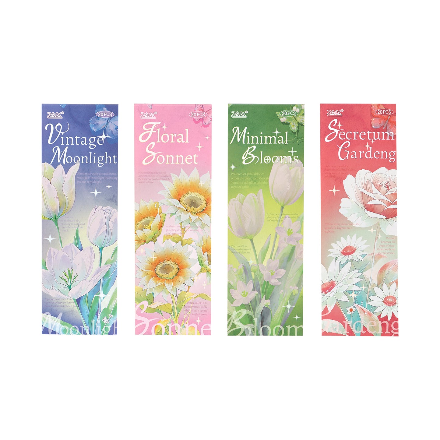 20 Sheets Flower Leaf Butterfly Stickers Book HJYL