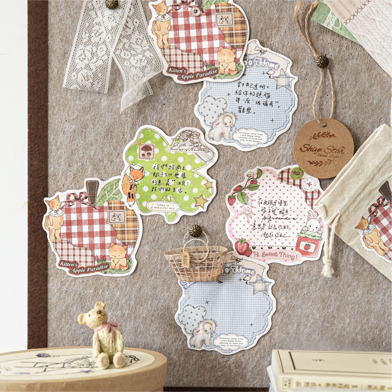 Cottagecore Patchwork Sticky Notes - Sheep