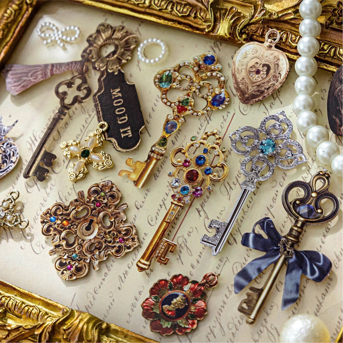 25 Pcs Vintage Key Themed Stickers SMMMB