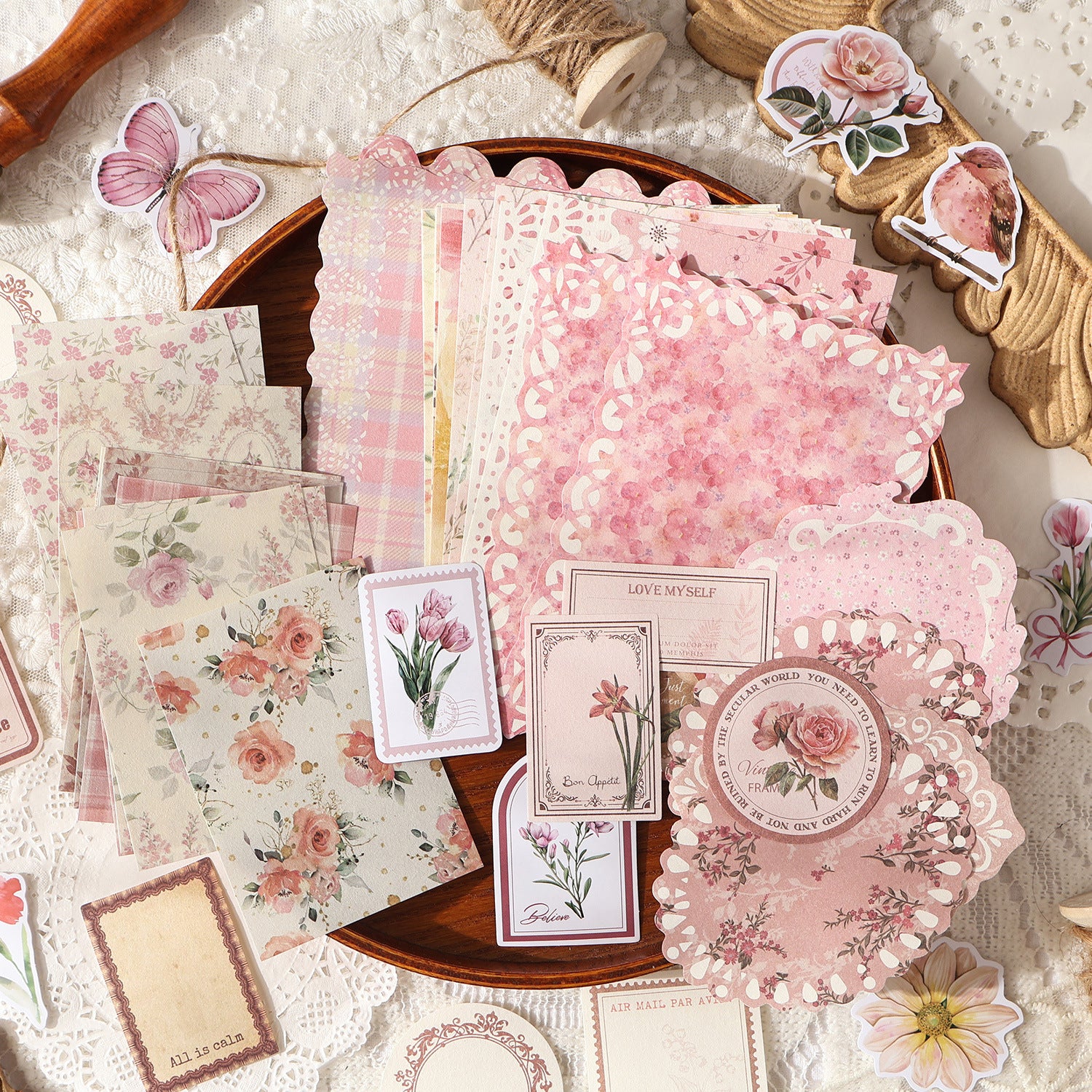 100 Pcs Floral Journal Paper and Stickers Starter Kit HJJS
