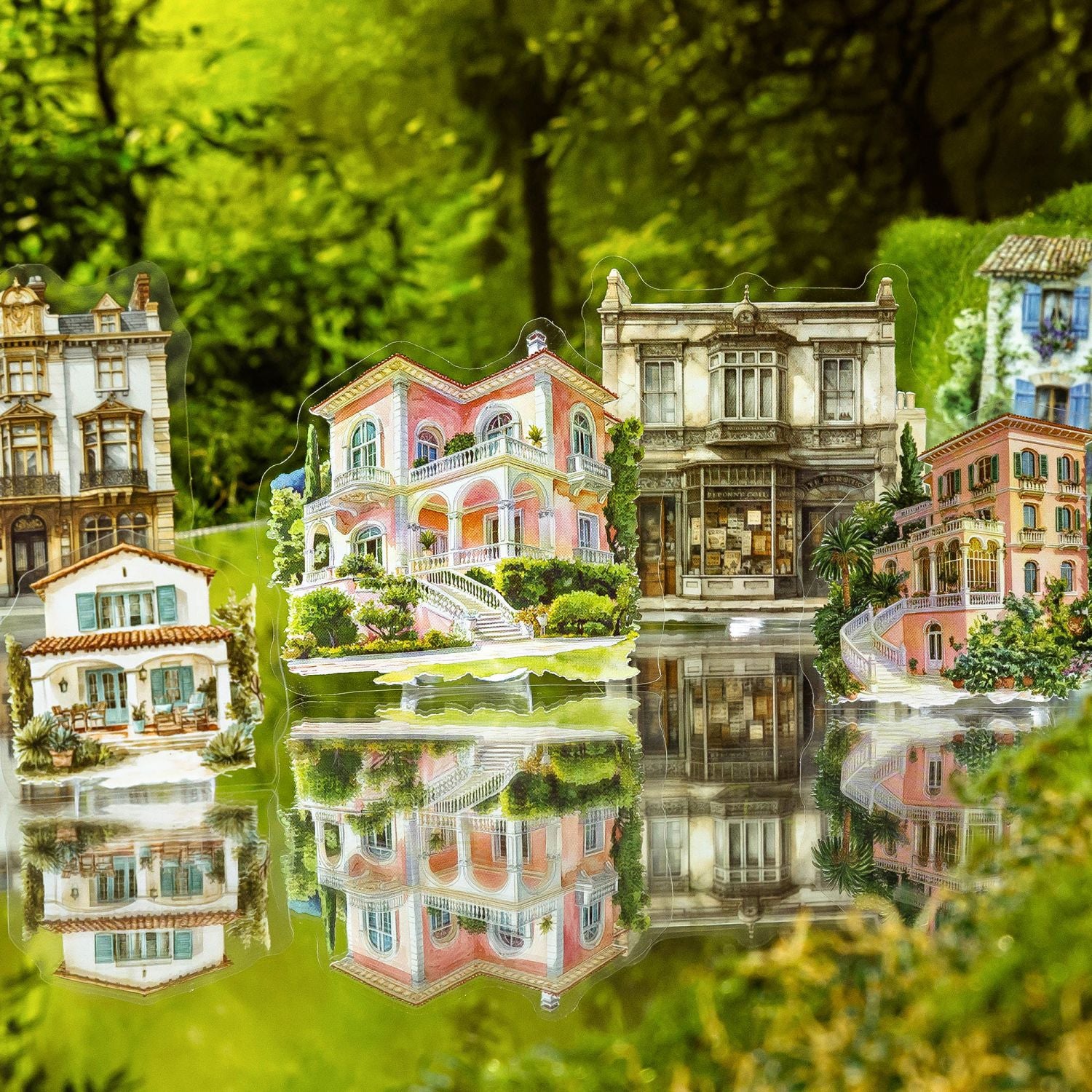 30 Pcs House Castle PET Stickers SLXWZRCS