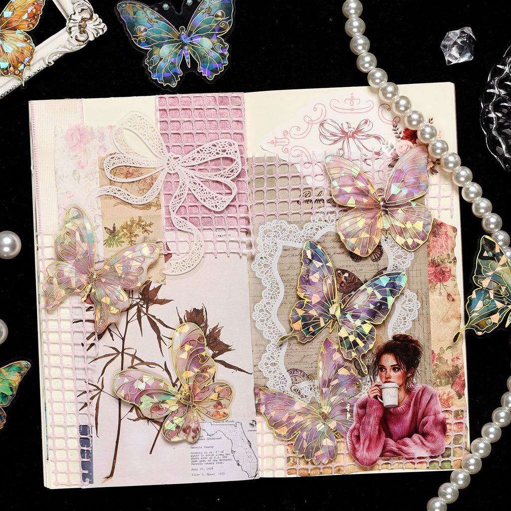 10 Pcs Shell Light Butterfly Stickers ZRZY