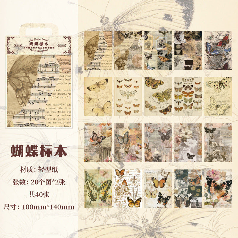 40 Sheets Vintage Scrapbook Paper SYML