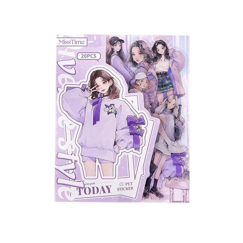 20 Pcs Fashion Girl PET Stickers DGSJ
