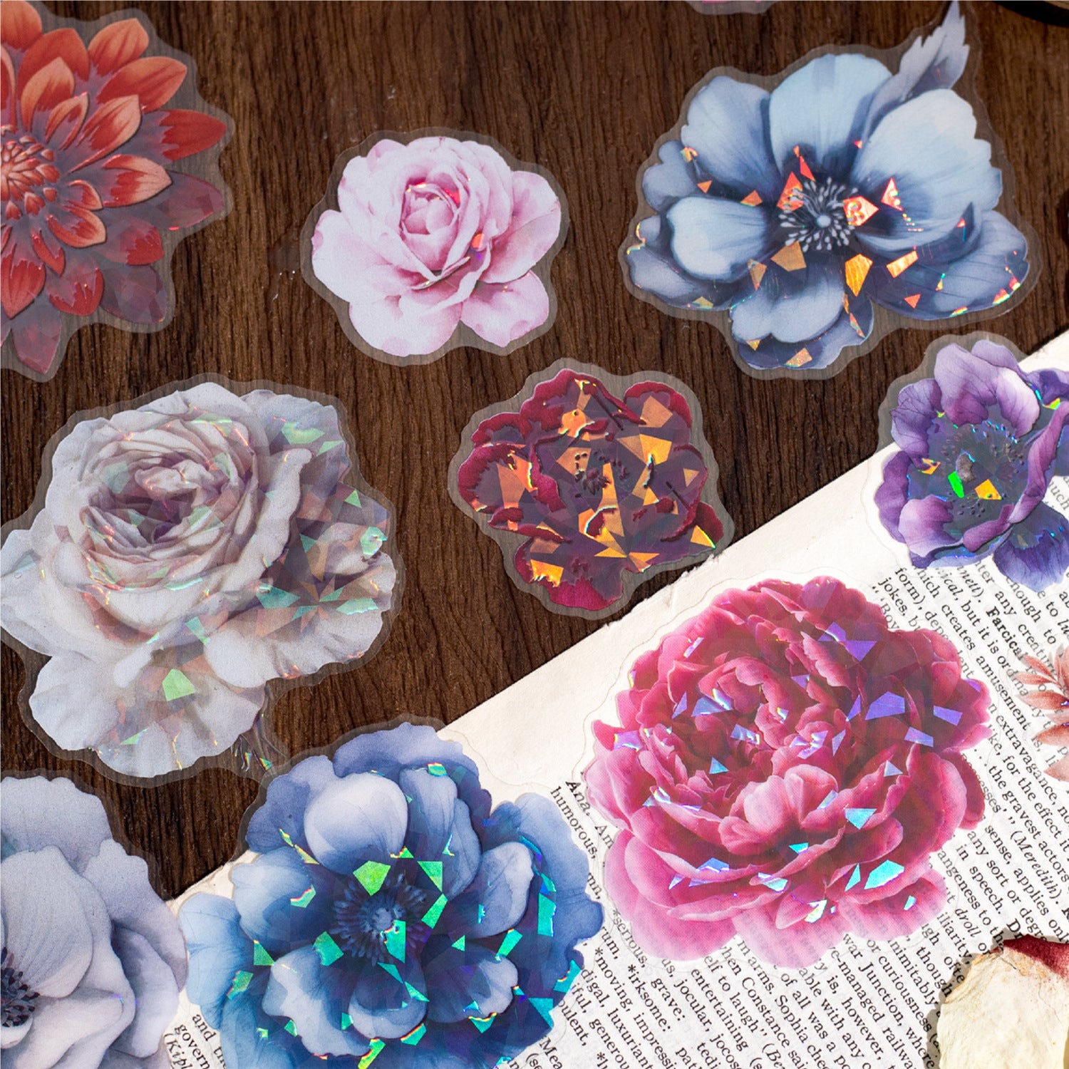 20 Pcs Peony Flower PET Stickers LLSHY