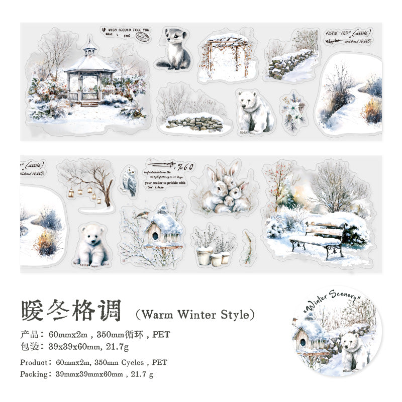 1 Roll Winter Landscape PET Stickers Tape DRXJ