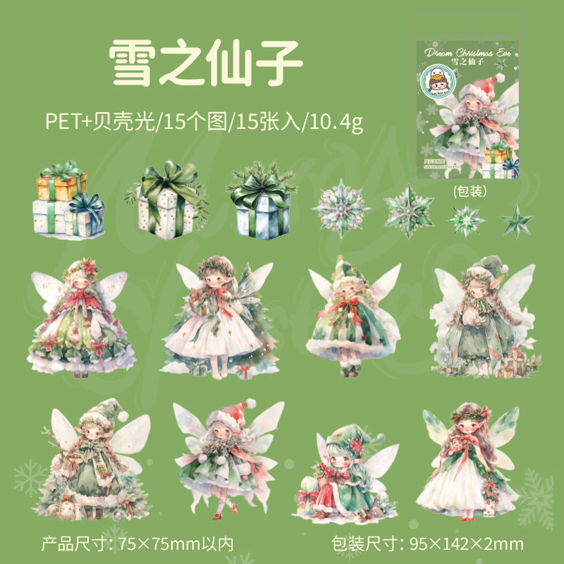 15 Pcs Christmas PET Stickers MHSD