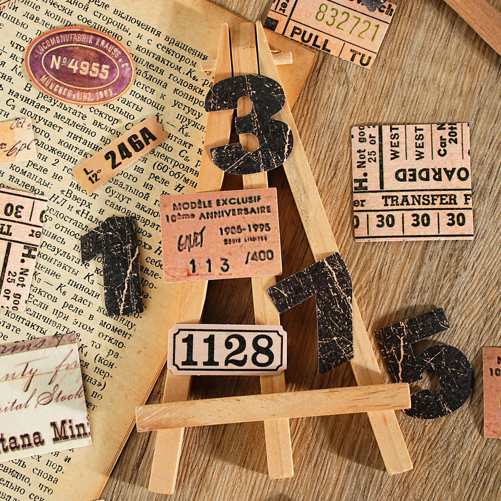 46 Pcs Vintage Number Label Stickers ZXSG