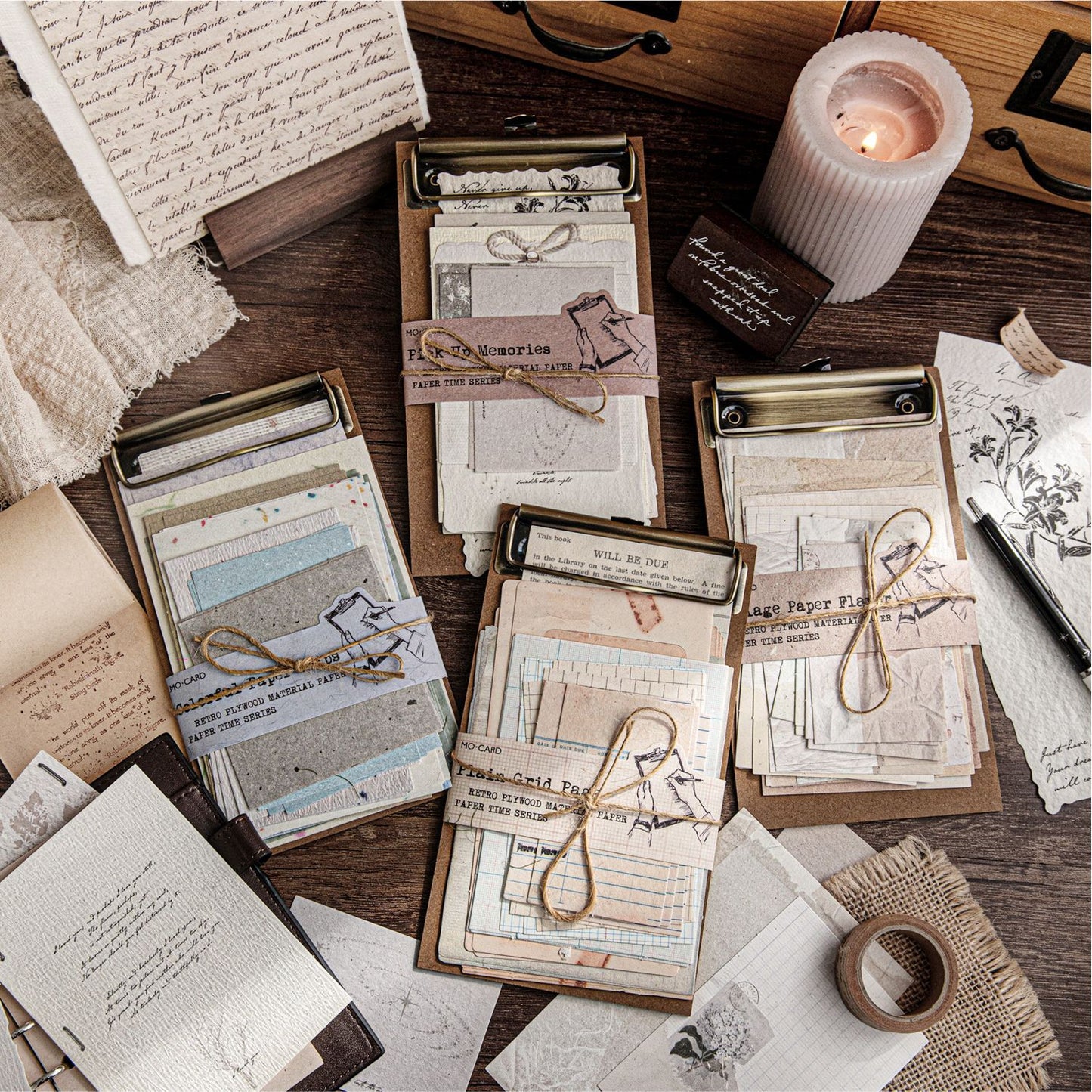 30 Pcs Basic Vintage Junk Journal Paper ZJSG