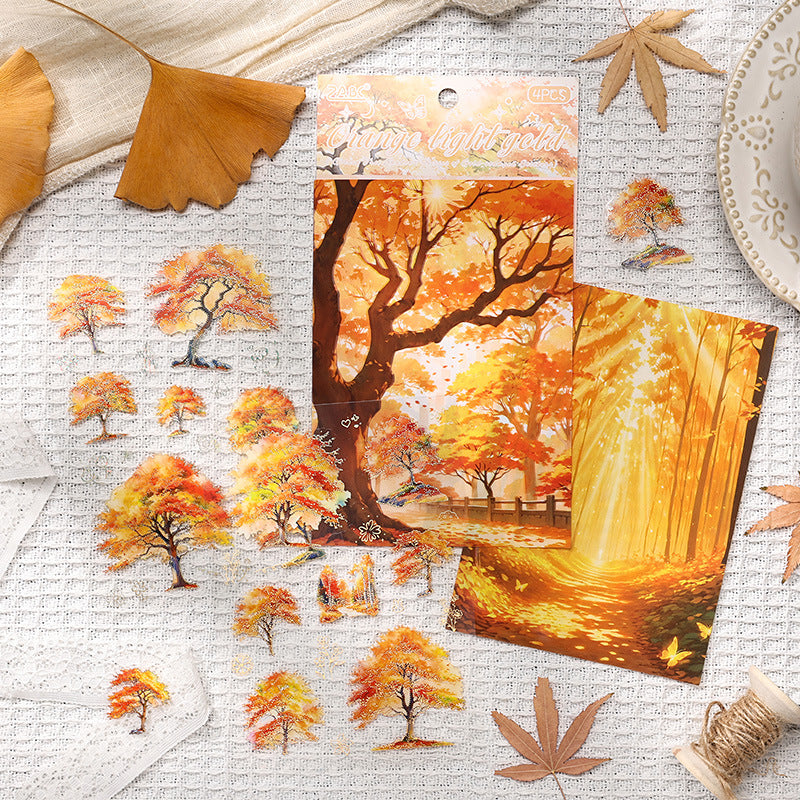 4 Sheets Seasonal Tree PET Stickers SYLJ