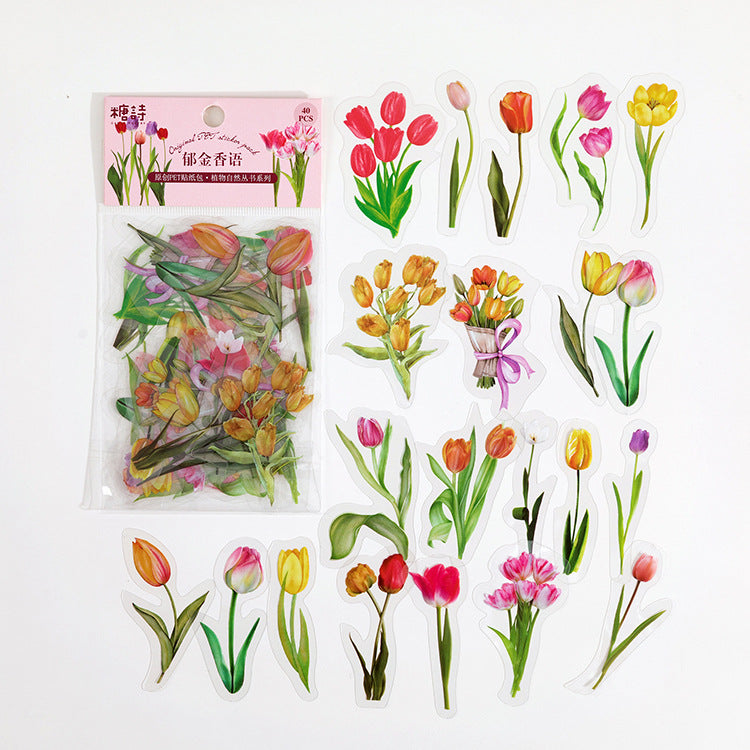 40 Pcs Tulip PET Stickers