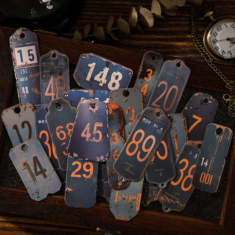 25 Pcs Vintage Number Label Cardstock Paper SZJG