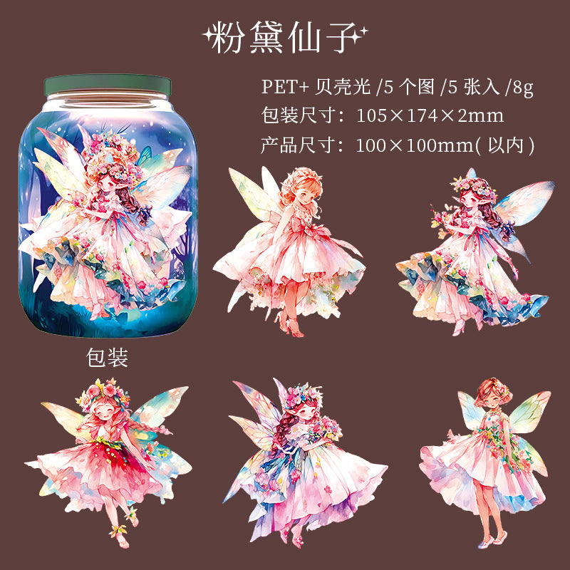 5 Pcs Flower Fairy PET Stickers XXNRJ