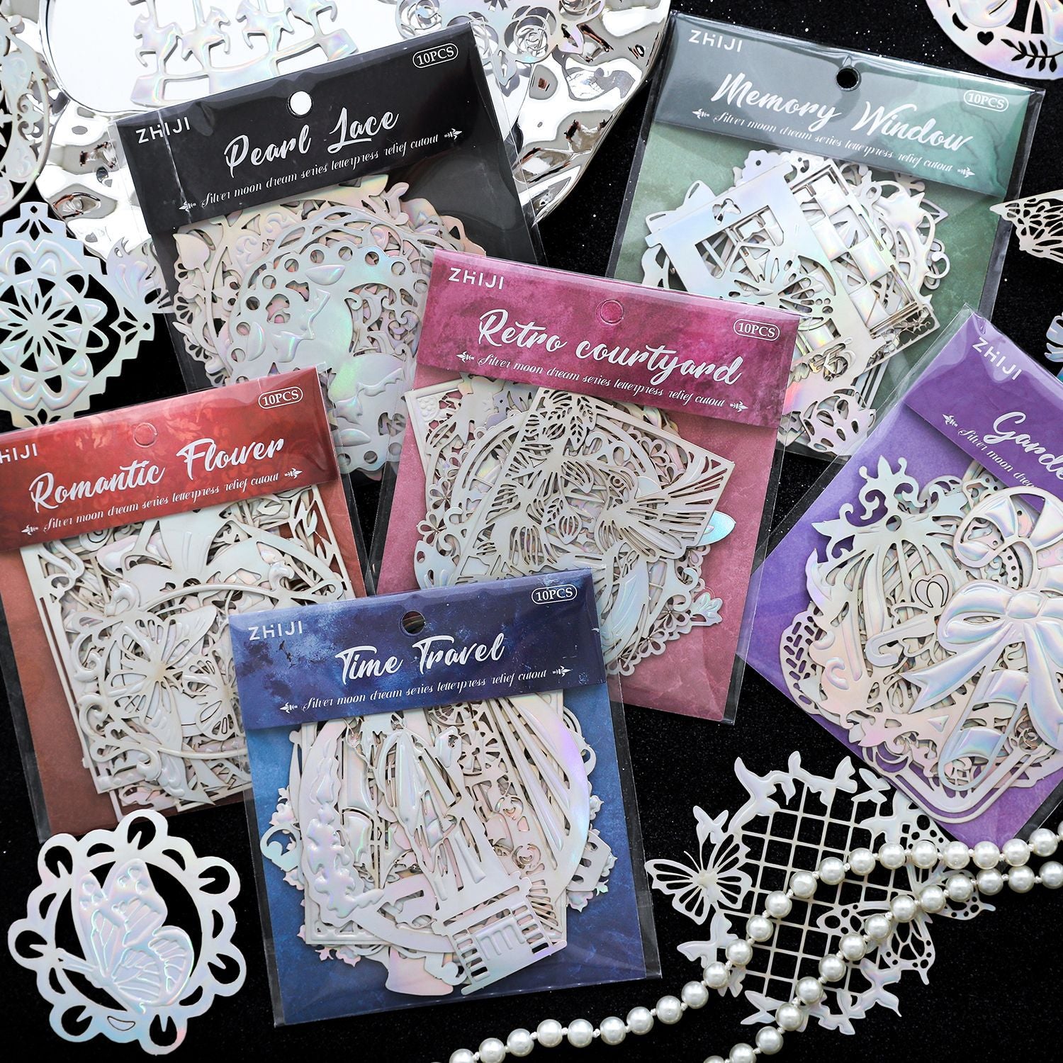 10 Pcs Holographic Hollow Cutout Paper YYMJ