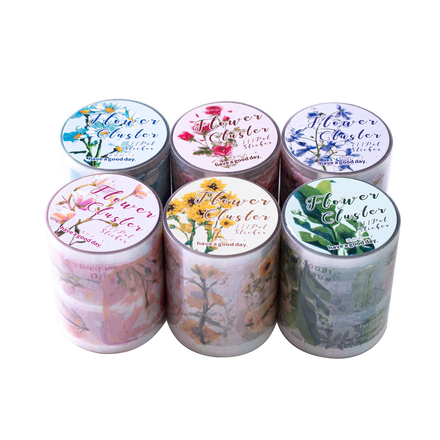1 Roll Flower Themed PET Stickers Tape HCMB