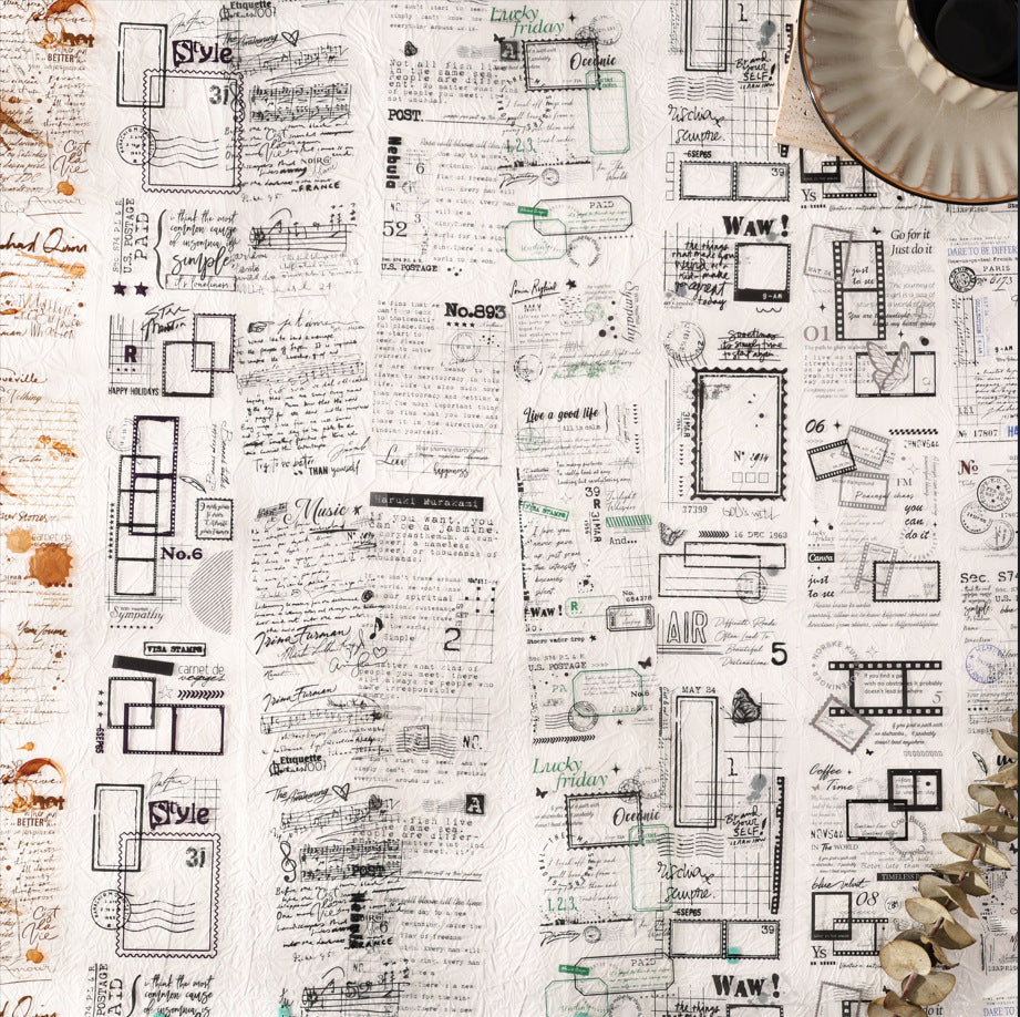 4 Rolls Vintage Letter PET Tapes Set SXWS