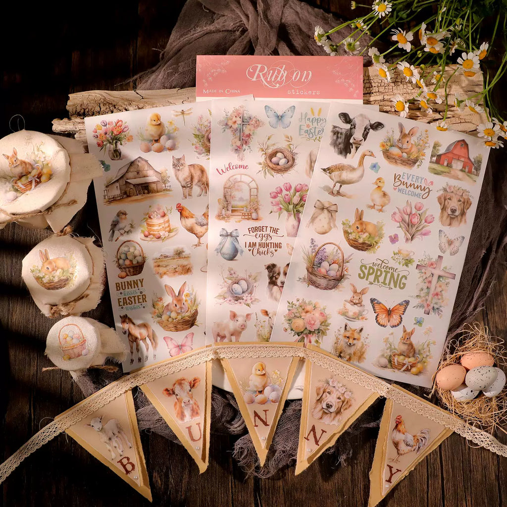 3 Sheets Rub on Stickers - Farm