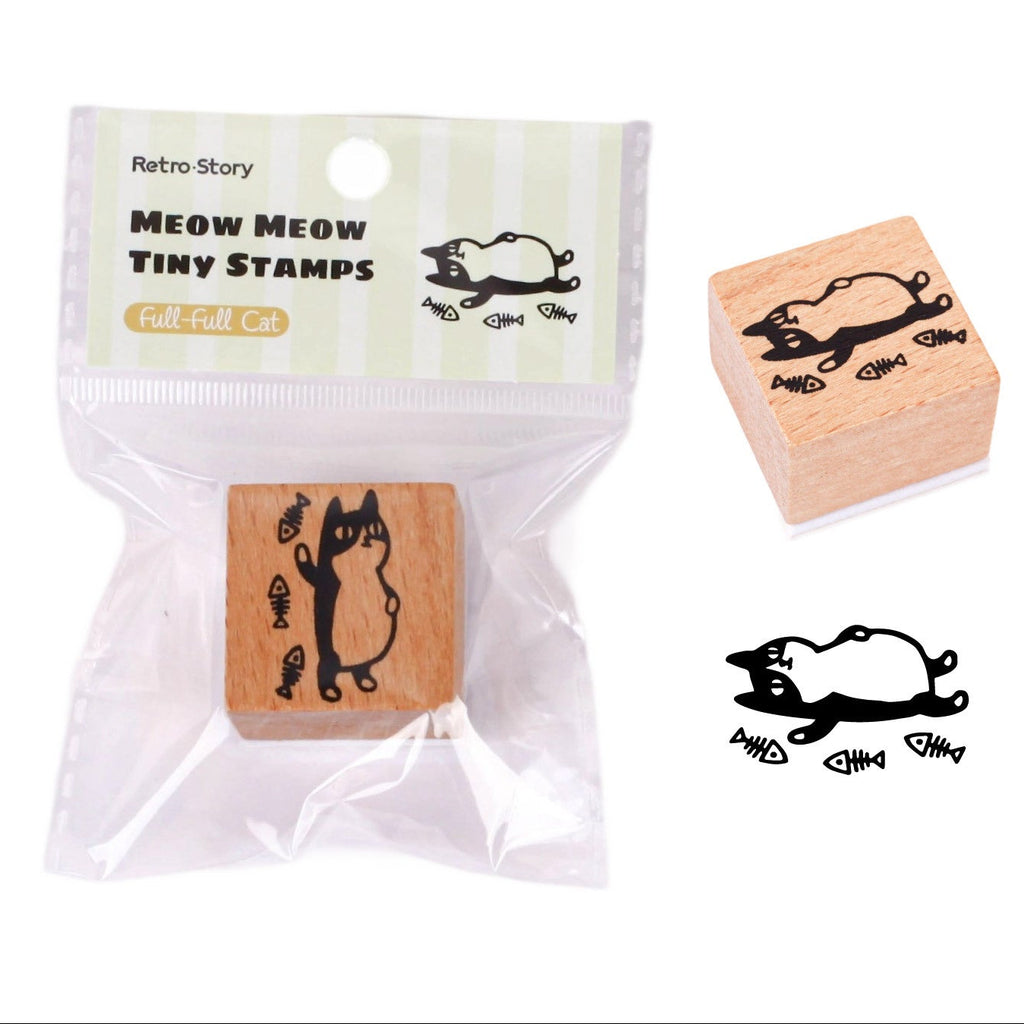 Kawaii Funny Cat Wood Stamp - Full Meow
