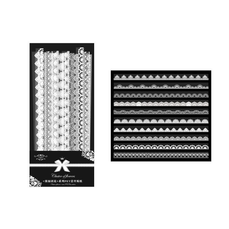 40 Pcs Vintage White Lace Border Stickers