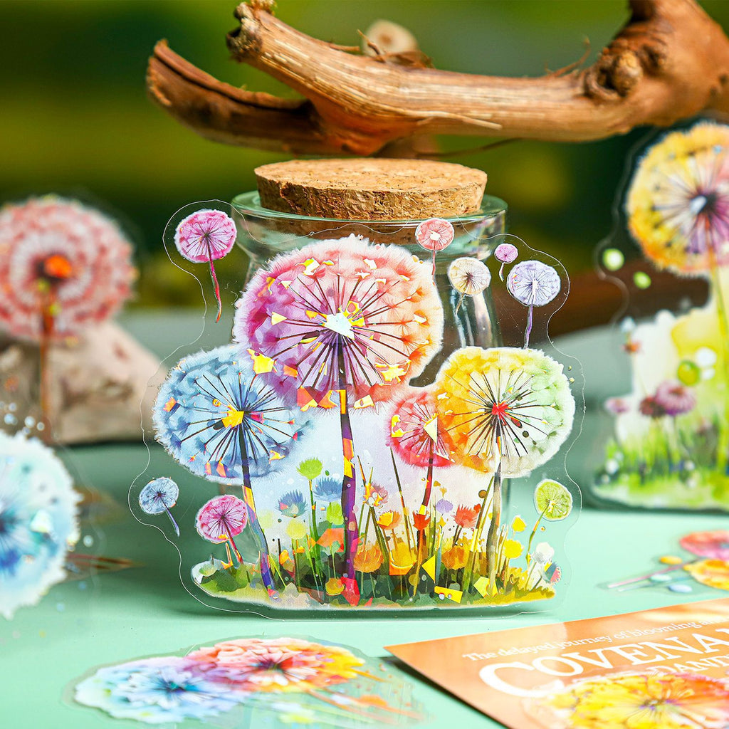10 Pcs Glitter PET Dandelion Stickers PGYZY