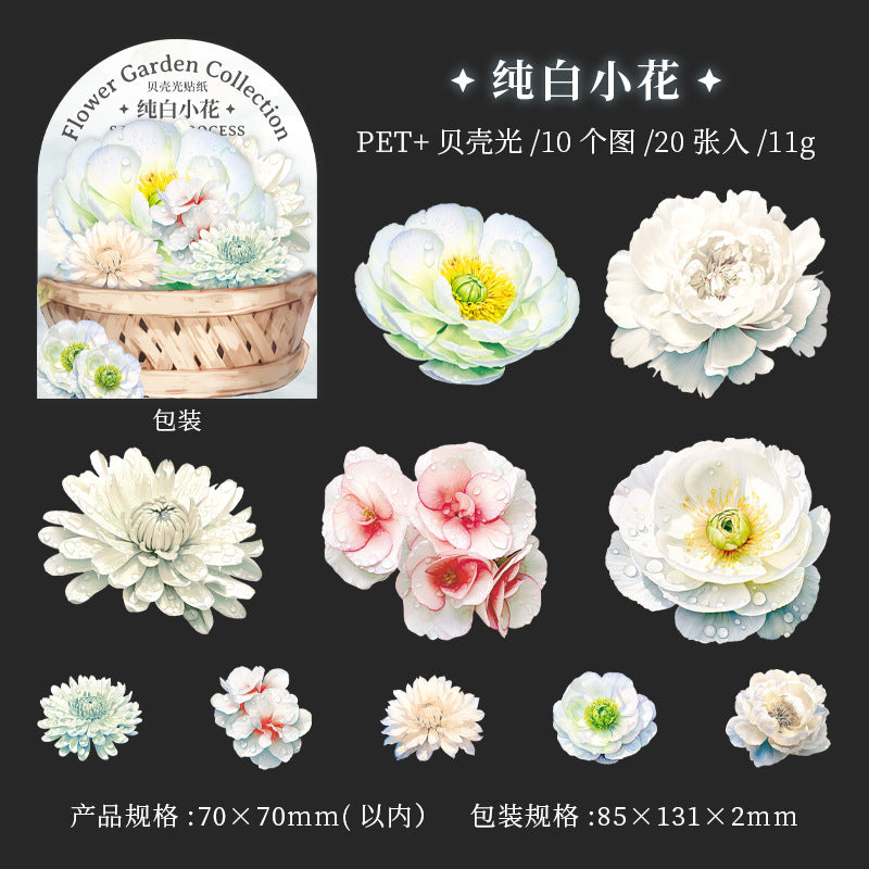 20 Pcs PET Flower Stickers HPJX
