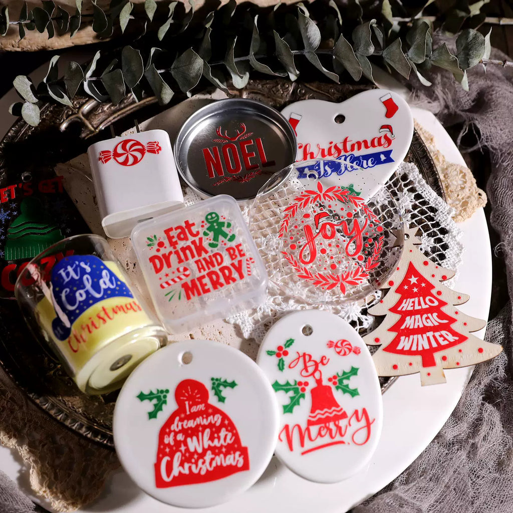 2 Sheets Waterproof Rub on Stickers - Christmas Joy